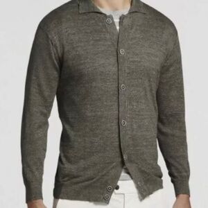 Peter Millar Villa Men's Full-Button Cardigan Linen/Wool Blend Sweater XL